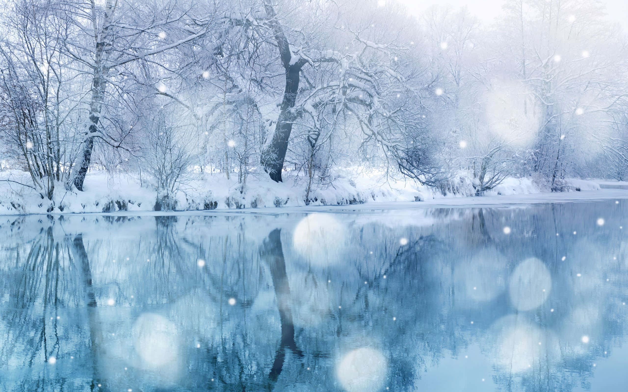 冬日仙境雪景背景 壁纸