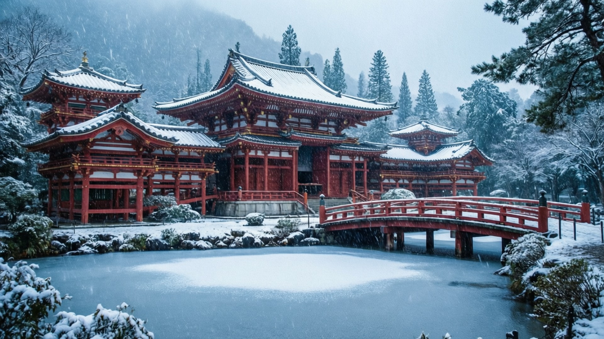 冬日寺庙静谧 壁纸