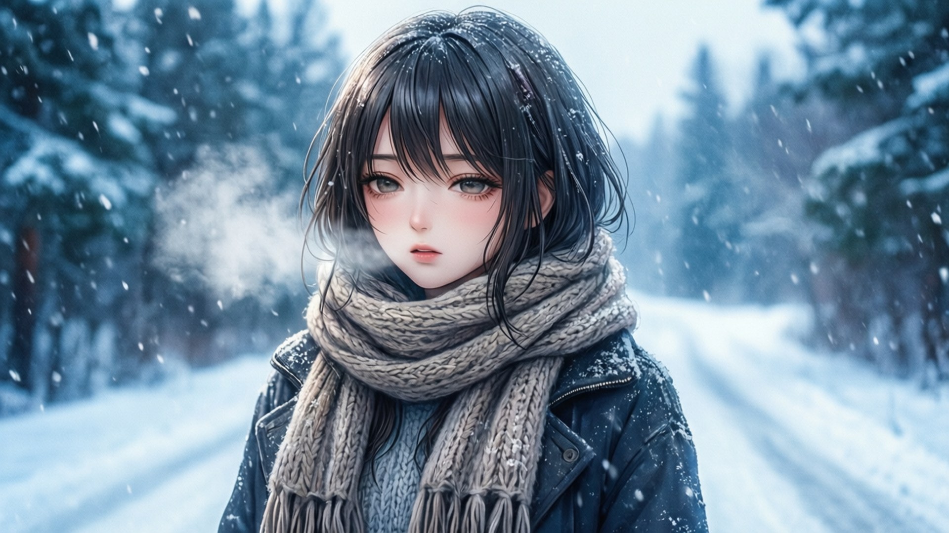 冬日雪中漫步 壁纸