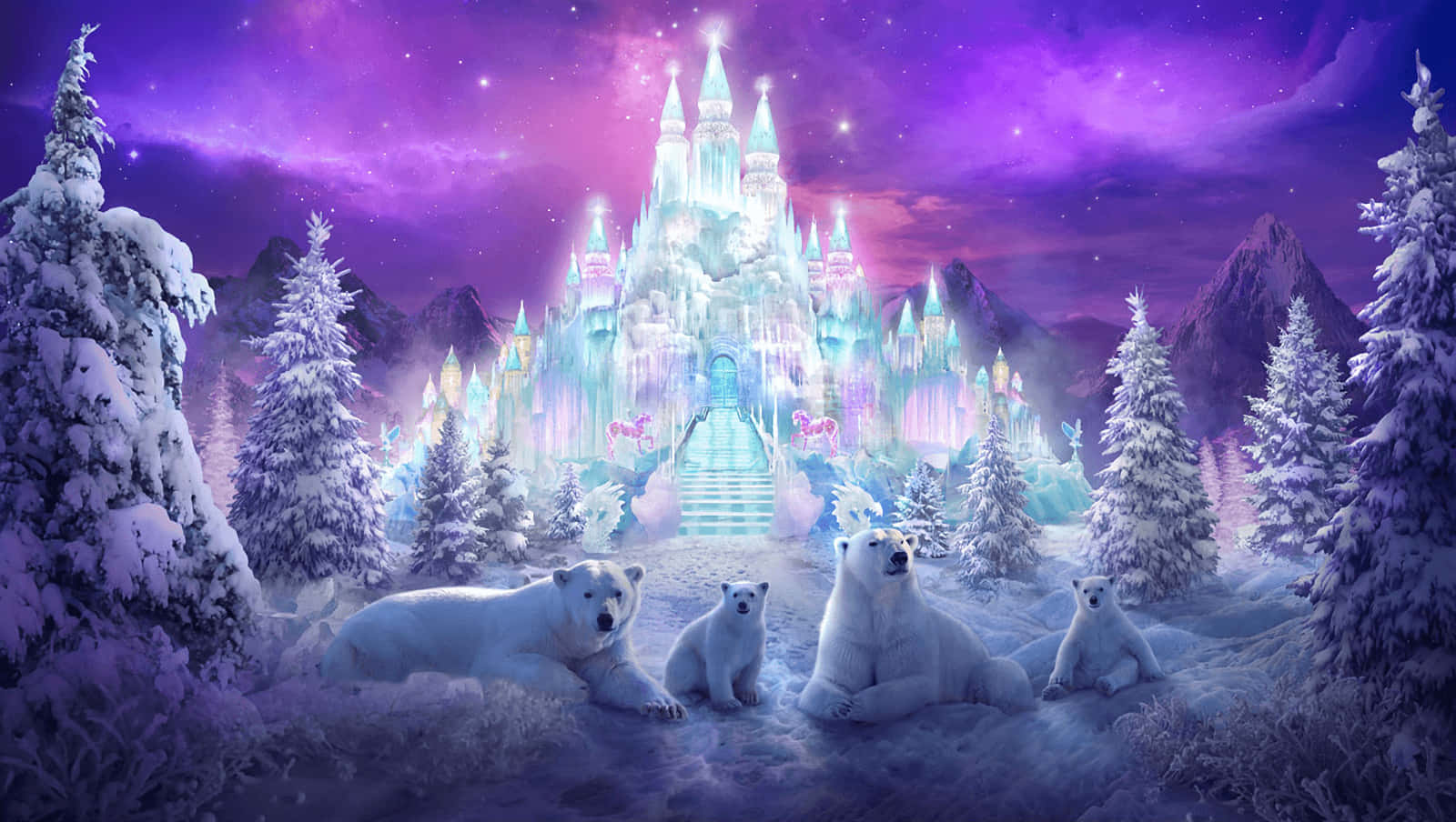 冰雪城堡冬日仙境背景 壁纸