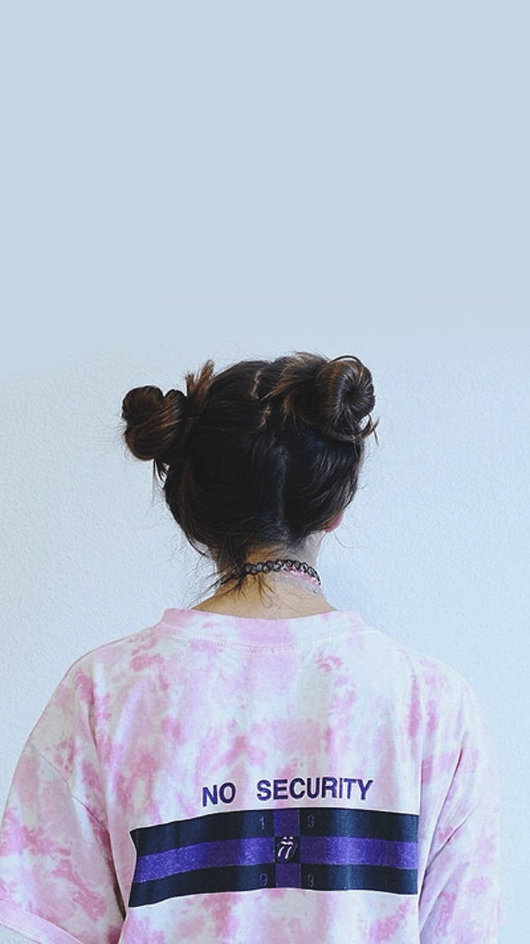 凌乱双丸子头女孩美学 壁纸