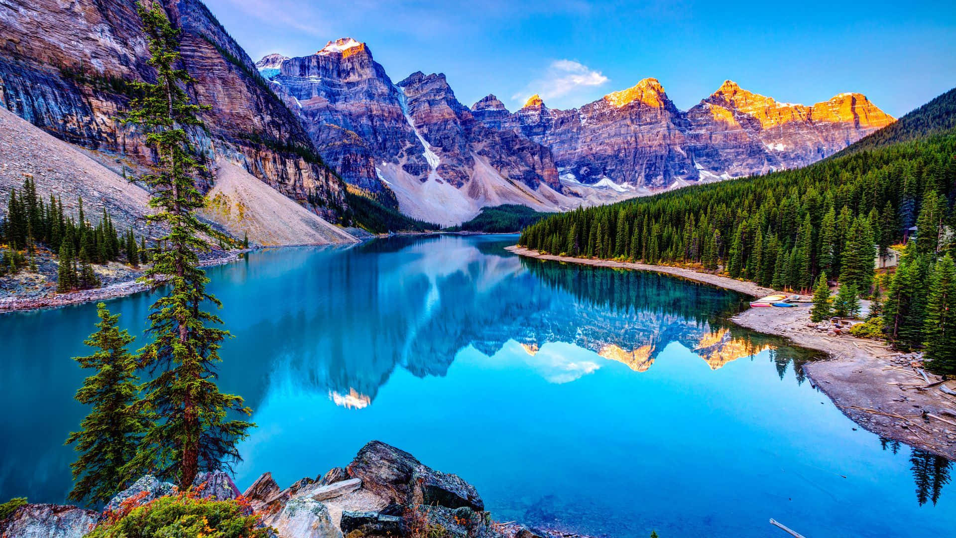 加拿大莫兰湖高清背景 壁纸