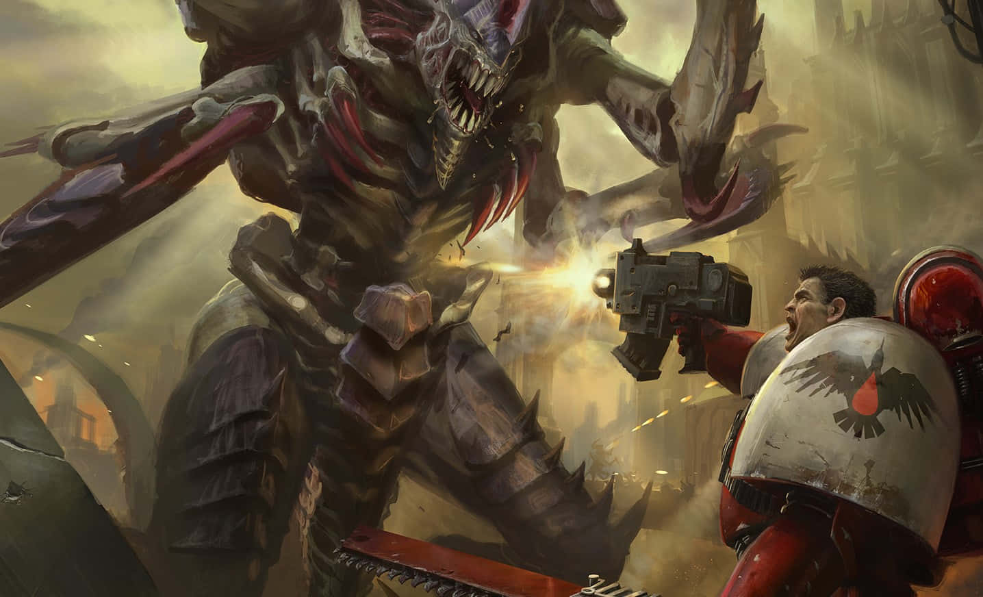 加百列·安杰洛斯激战泰伦虫族《战锤40K：战争黎明III》壁纸 壁纸