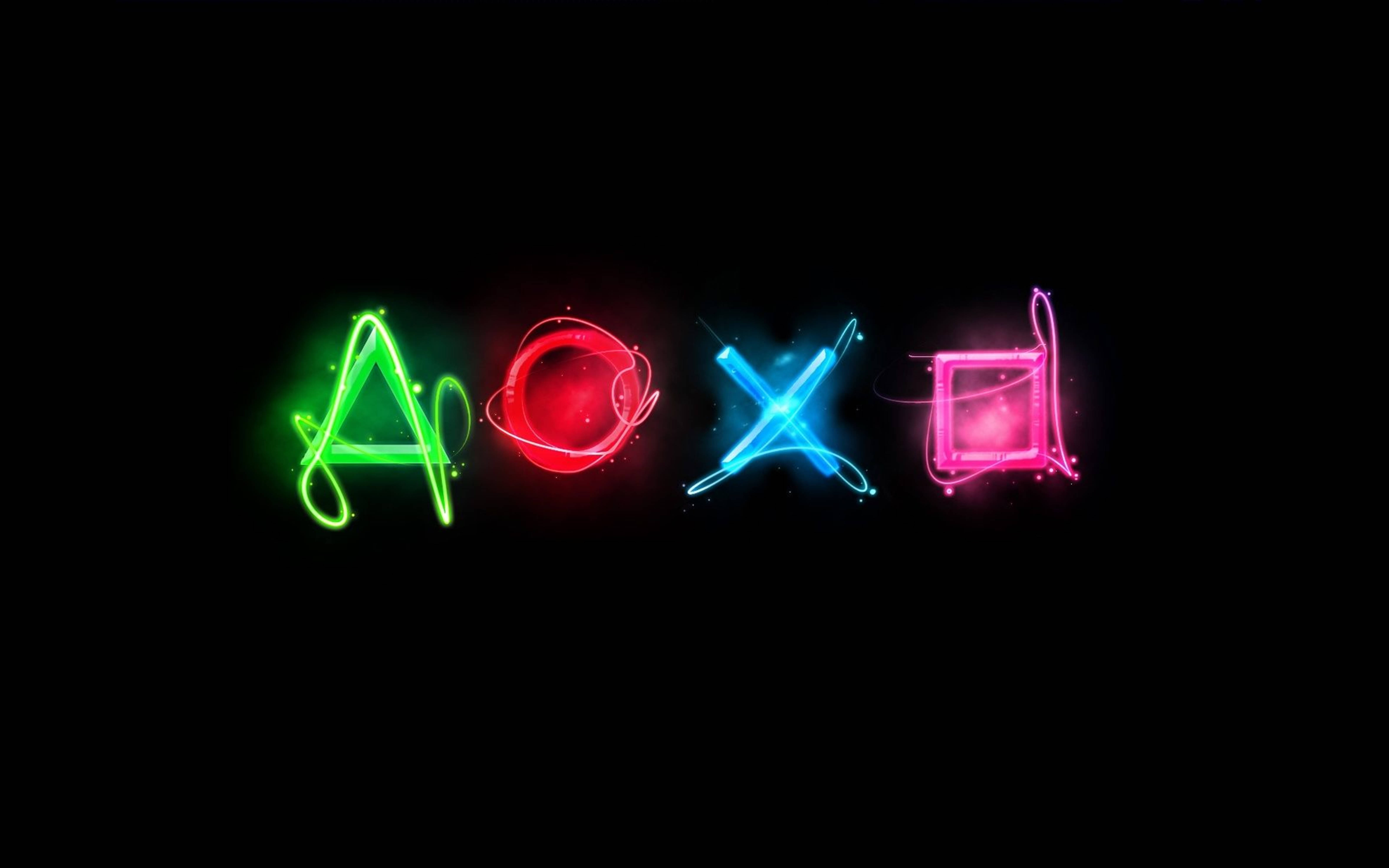 动作按钮霓虹设计4K PS4 壁纸