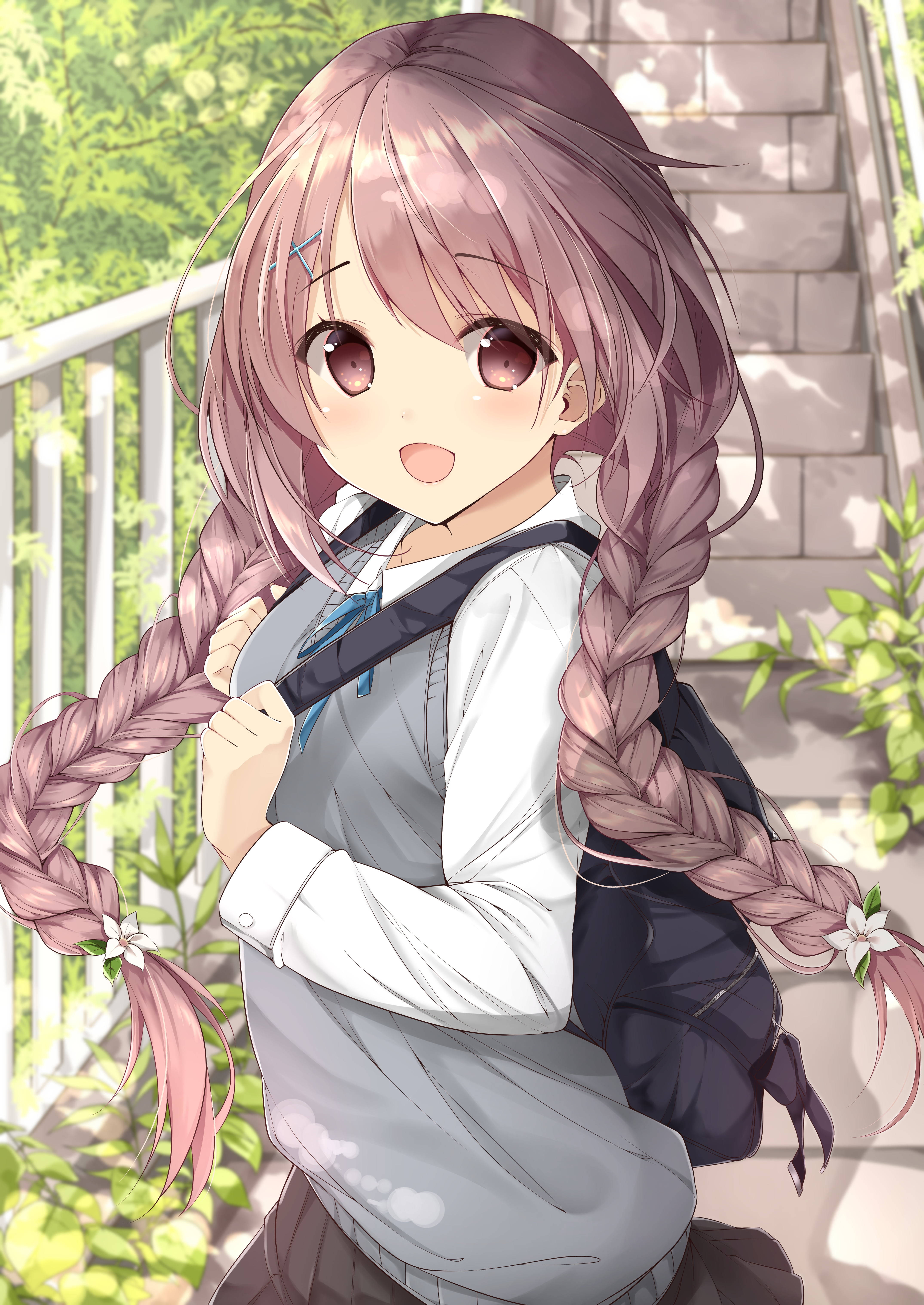 动漫女孩双辫 壁纸