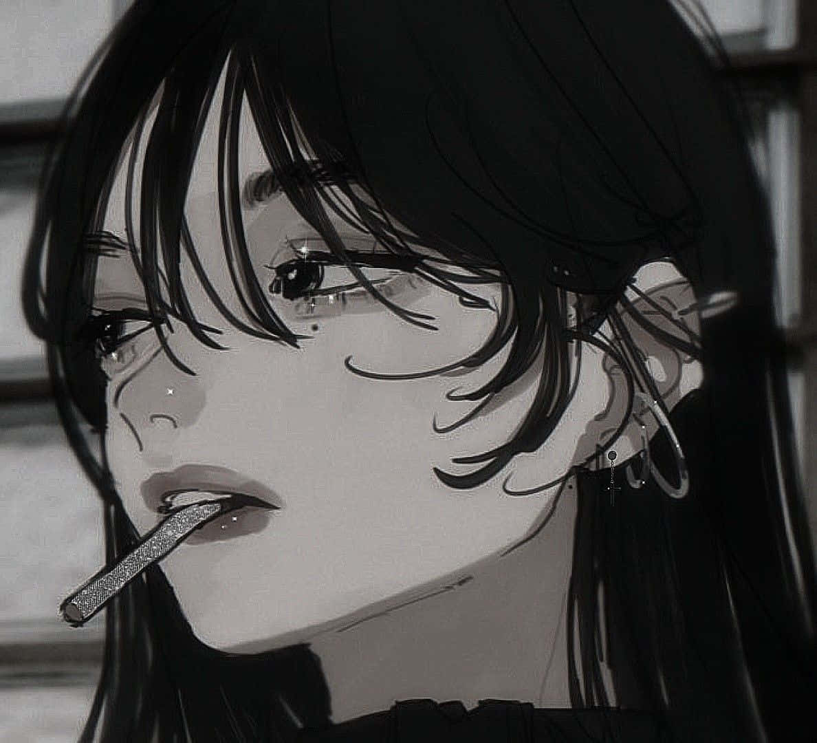 动漫女孩抽烟头像