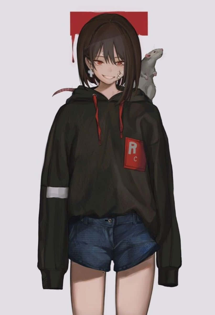 动漫女孩穿着时尚连帽衫 壁纸