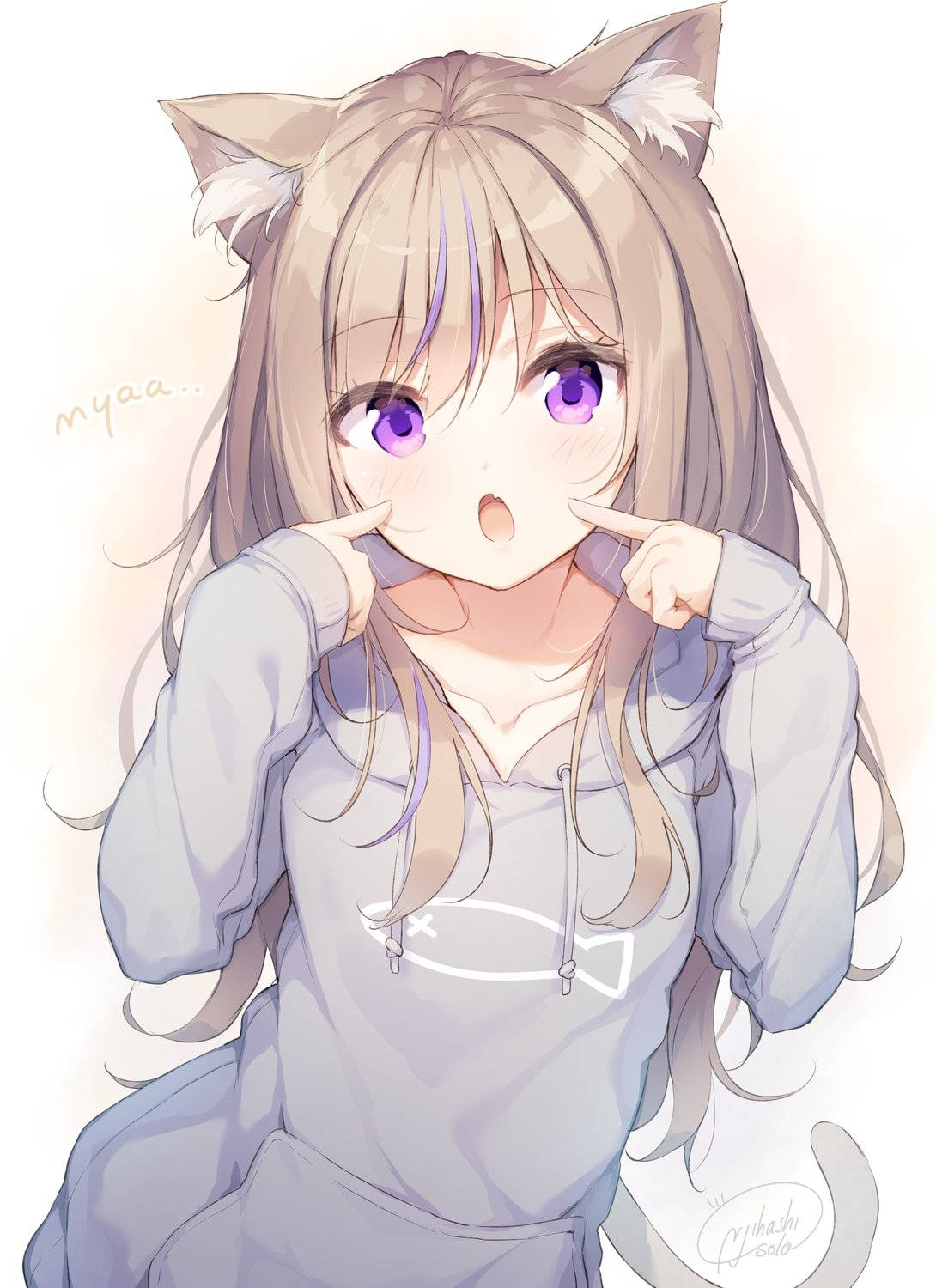动漫女孩连帽猫女 壁纸