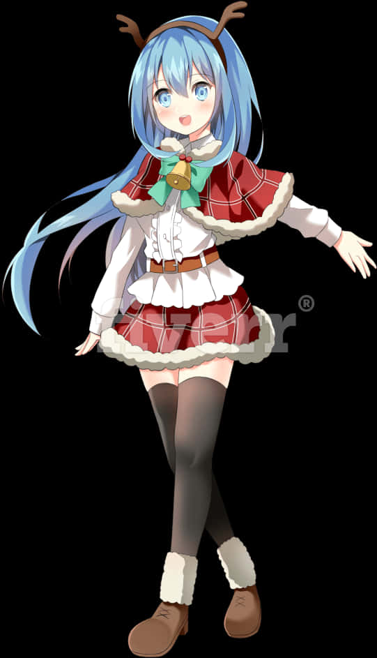 动漫女孩驯鹿服装 壁纸