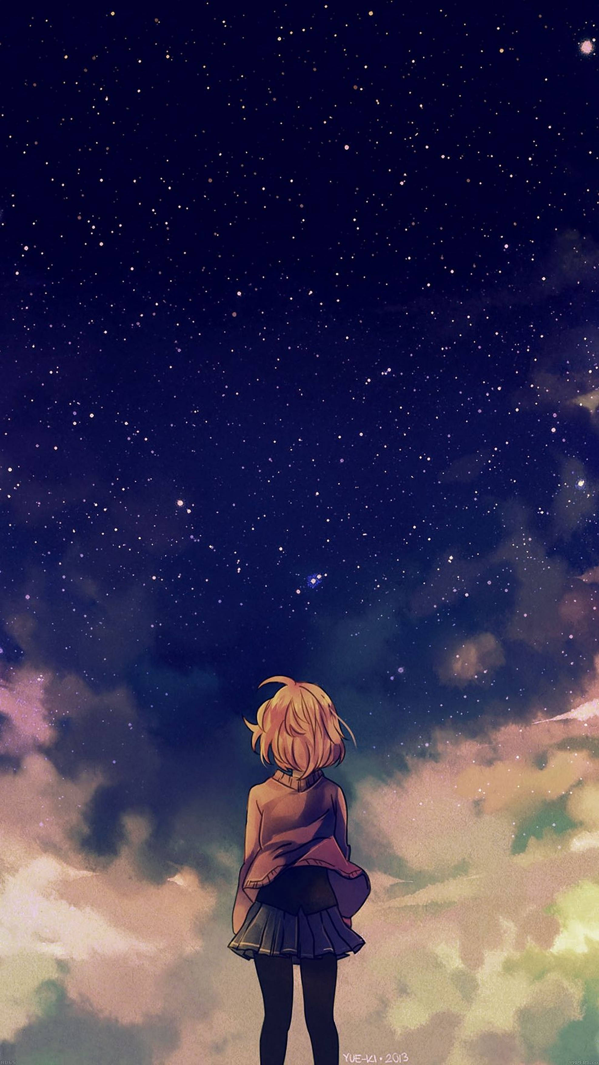 动漫少女星空iPhone壁纸 壁纸