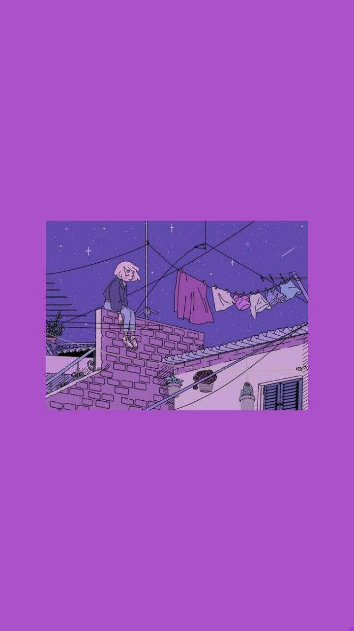动漫少女淡紫Tumblr风 壁纸