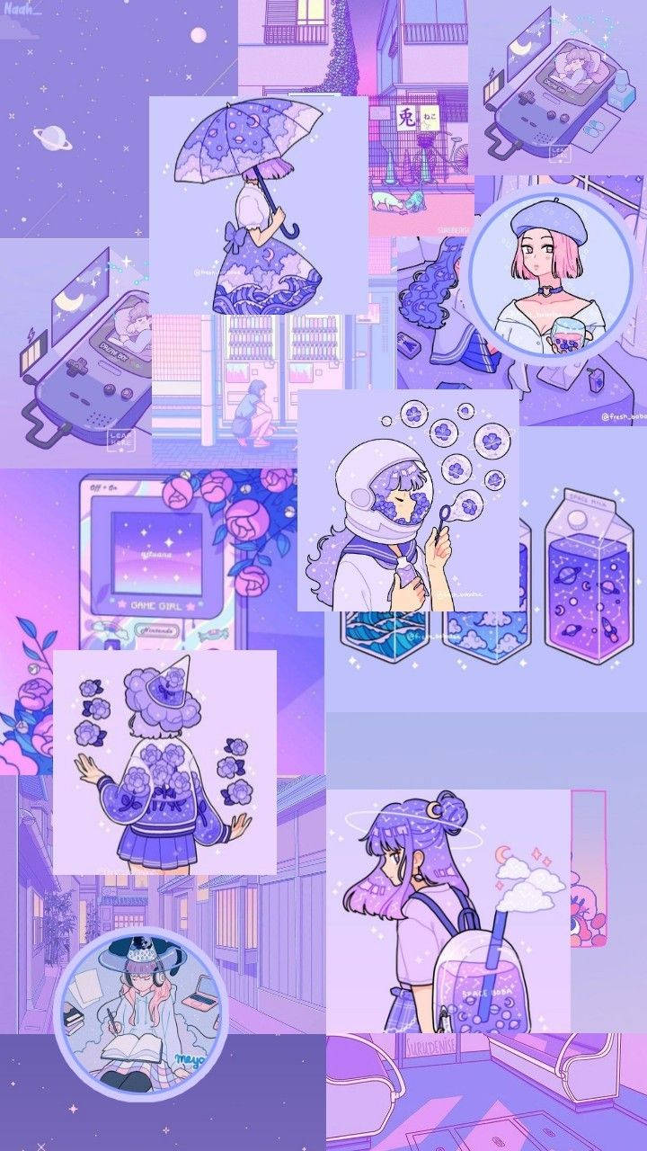 动漫少女淡紫风物壁纸