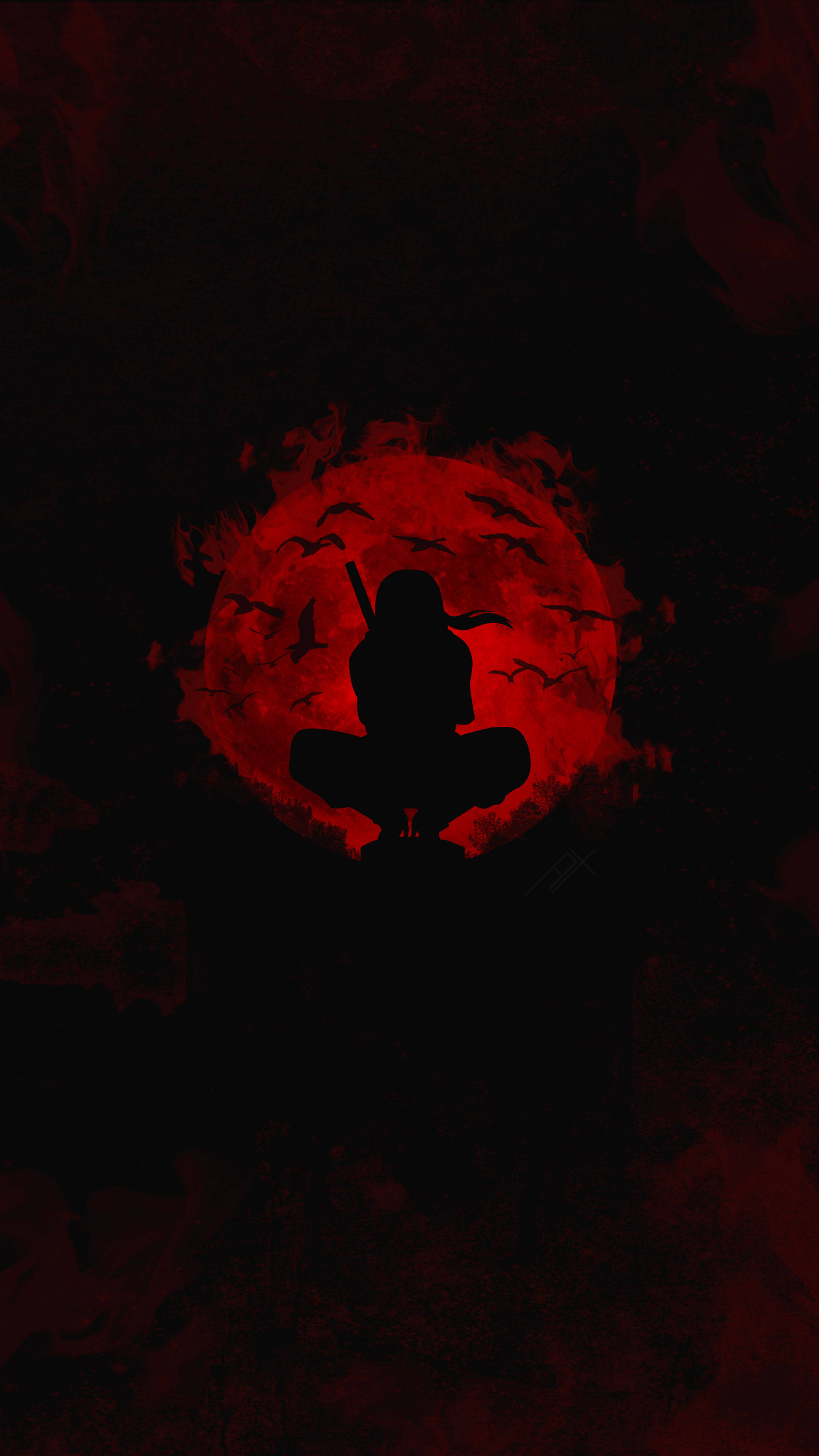 动漫忍者宇智波鼬头像 红月剪影 壁纸