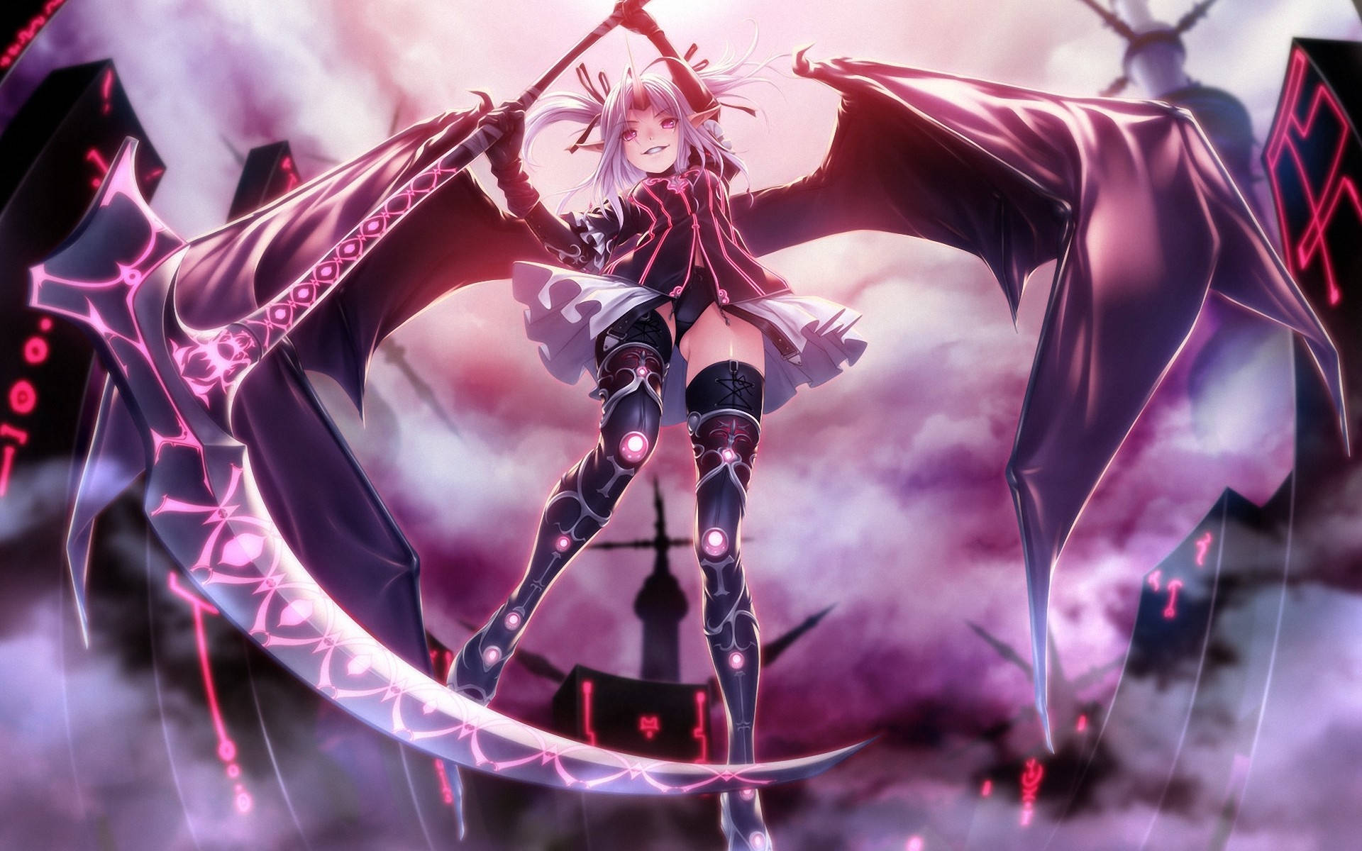 动漫恶魔少女持镰刀 壁纸