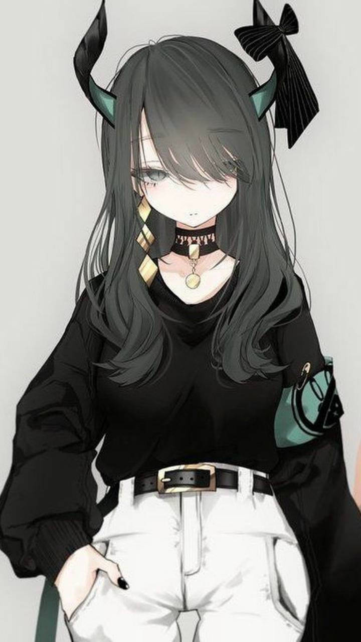 动漫恶魔绿色角 壁纸