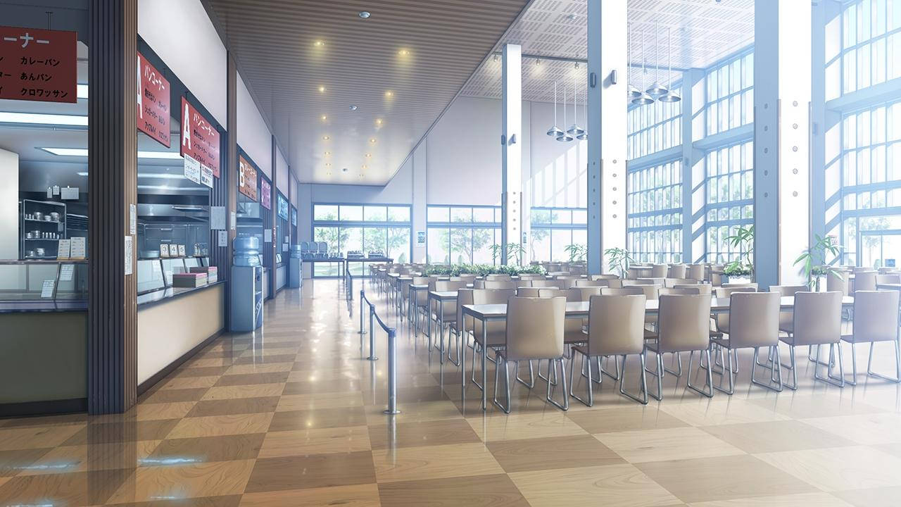 动漫校园风景大学食堂 壁纸