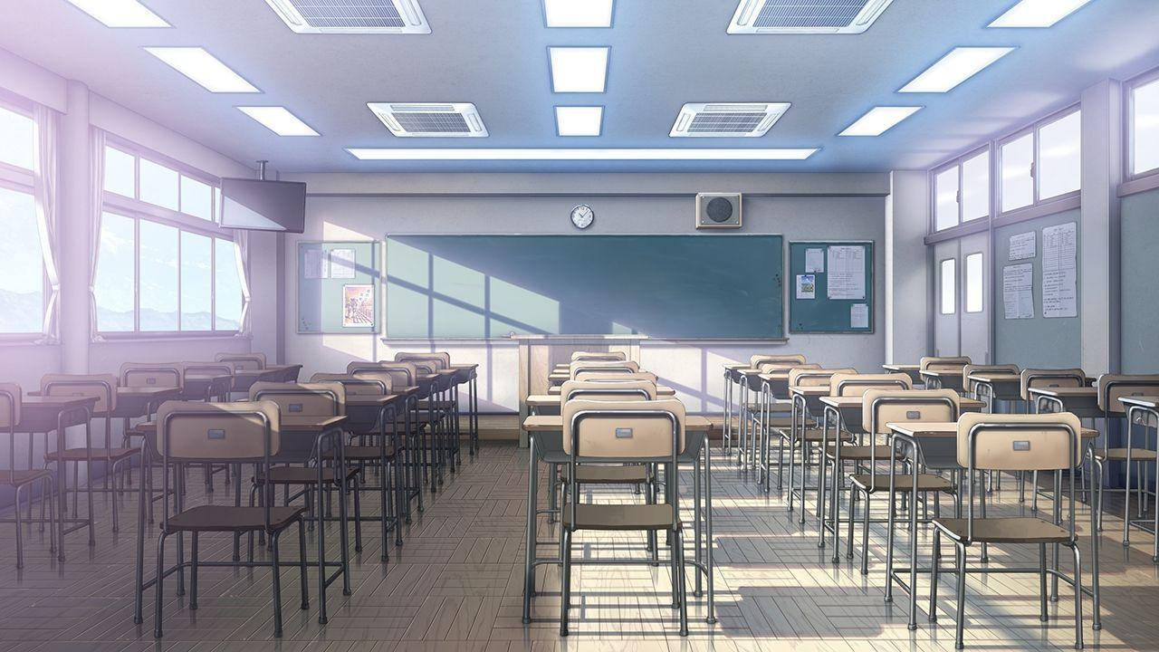 动漫校园风景空教室 壁纸