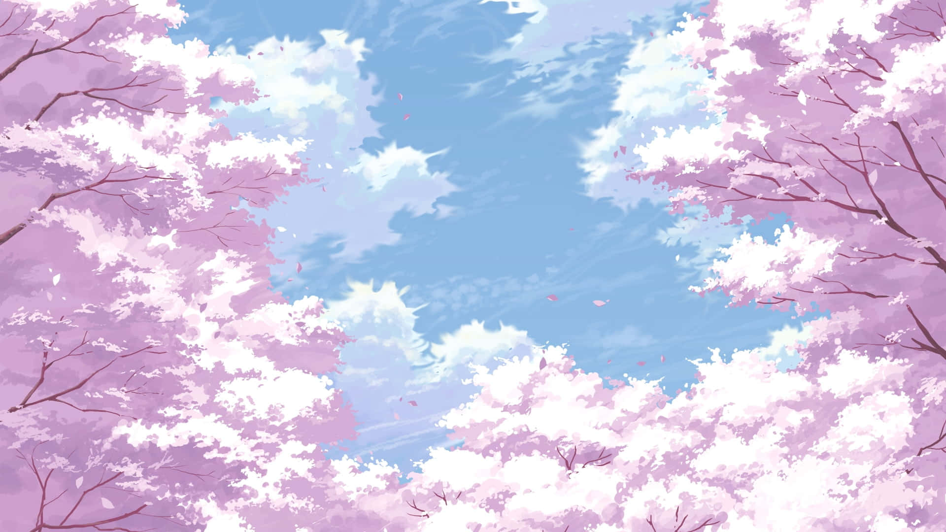 动漫樱花天空云朵背景 壁纸