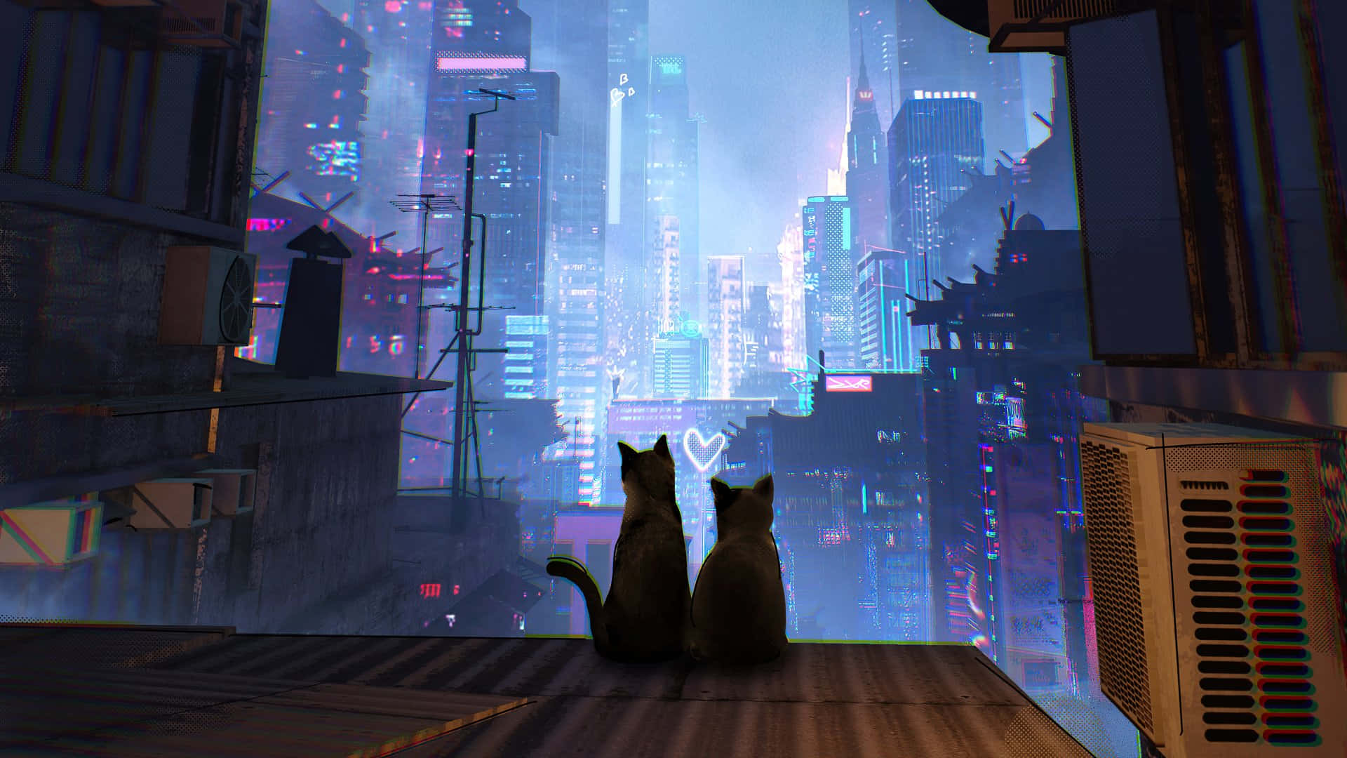 动漫猫咪背景 壁纸