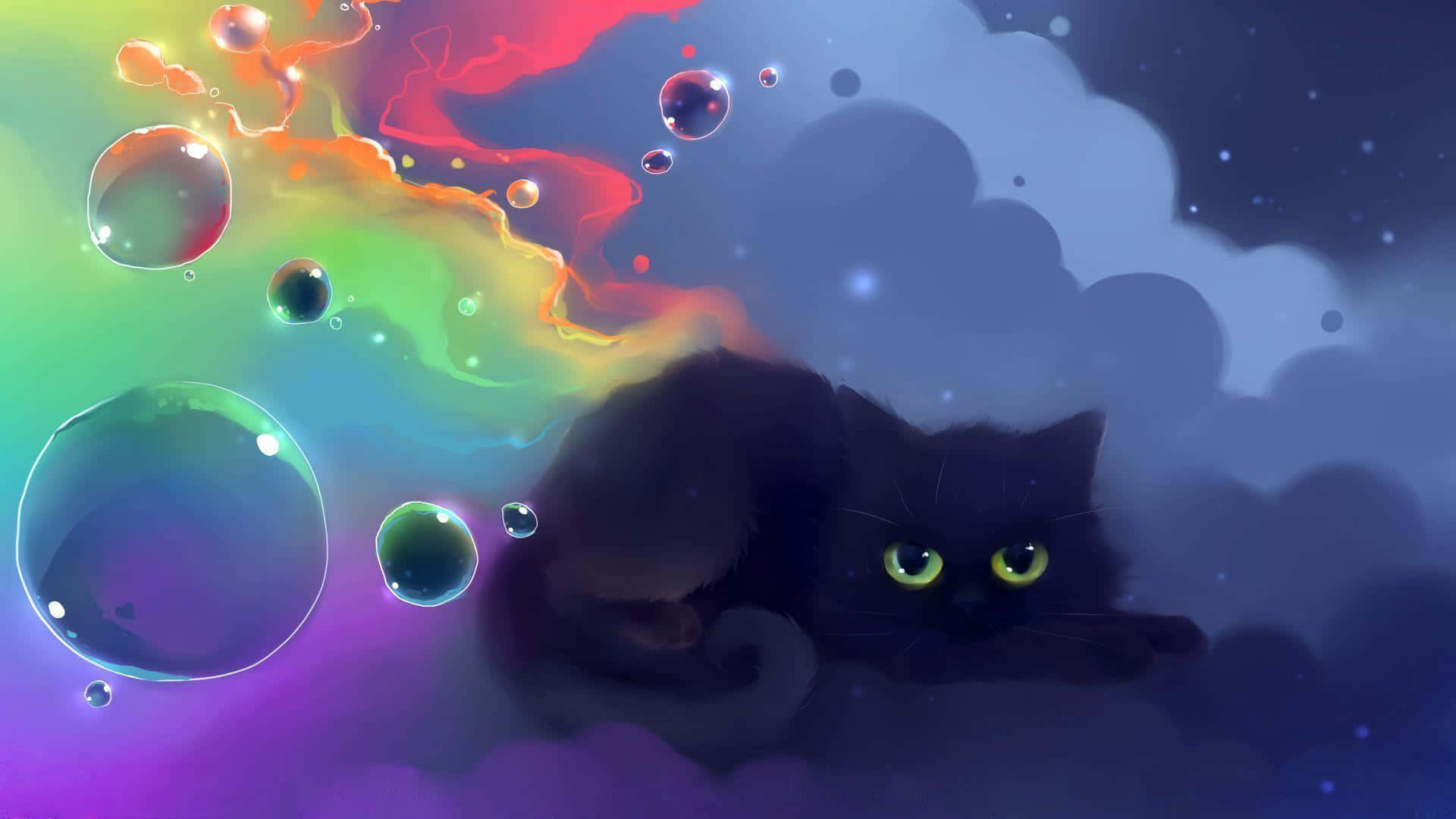 动漫猫咪背景 壁纸
