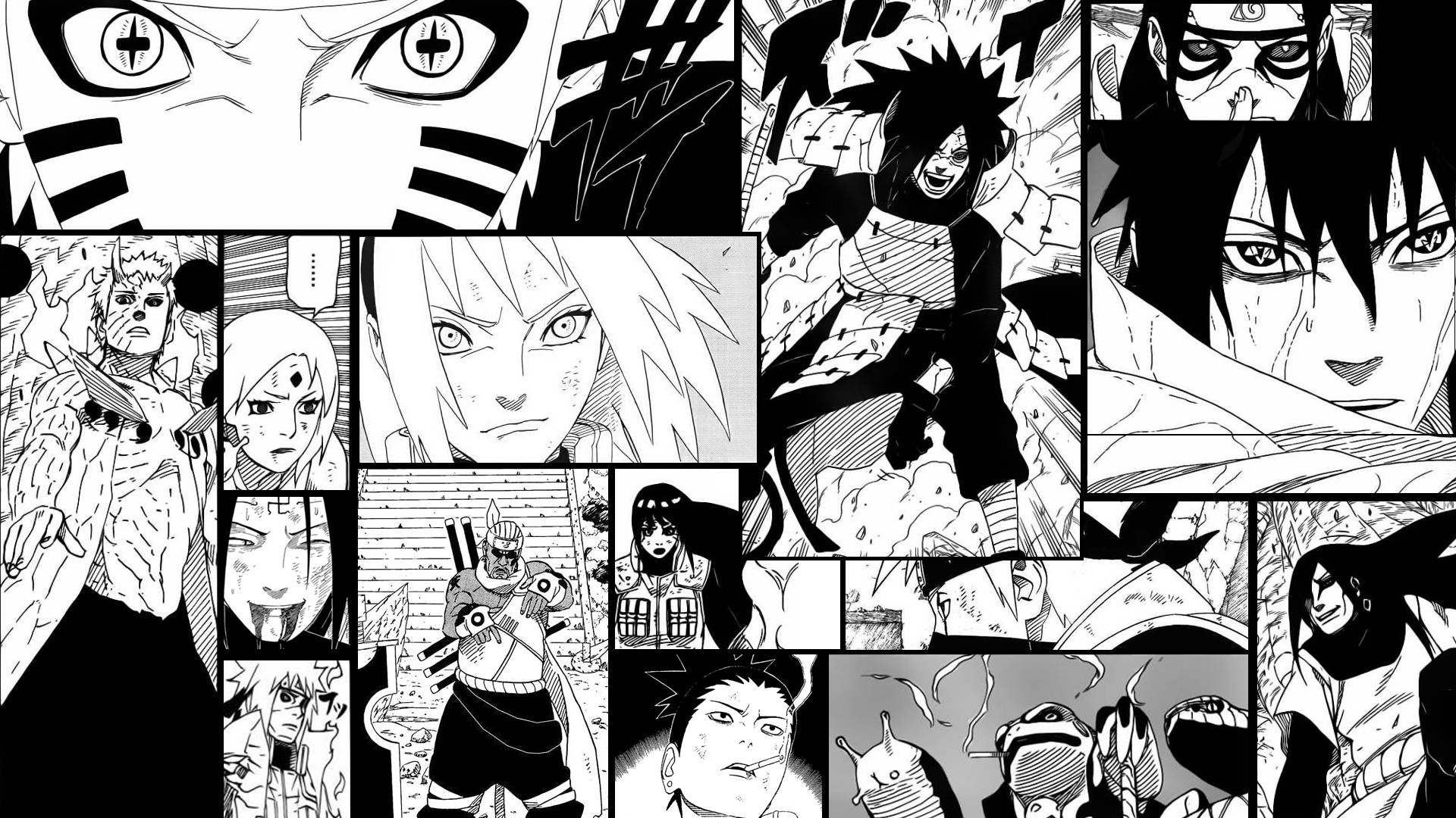动漫艺术黑白火影忍者漫画分镜 壁纸