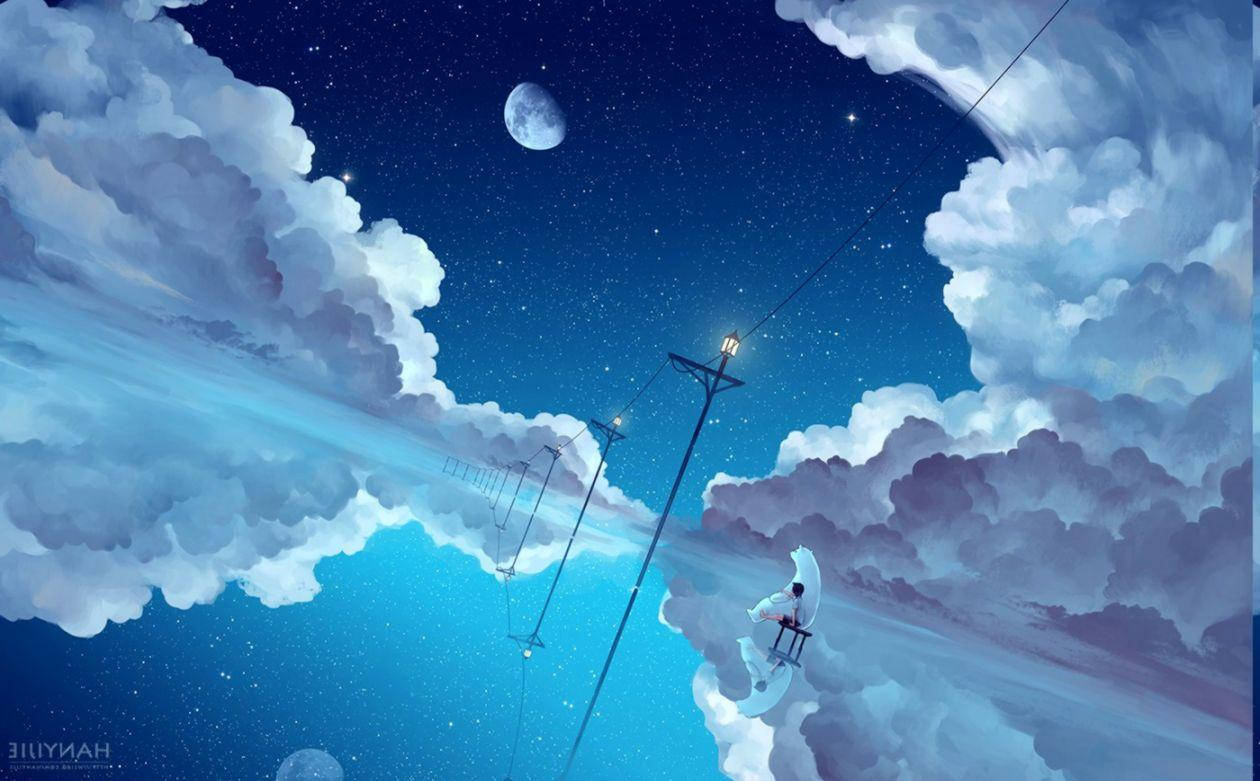 动漫蓝色夜景 壁纸
