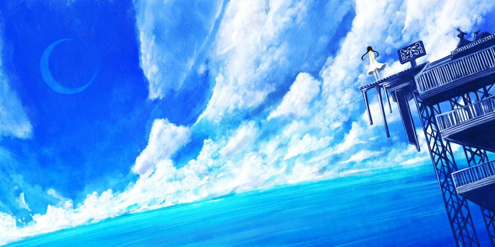 少女 动漫 蓝天