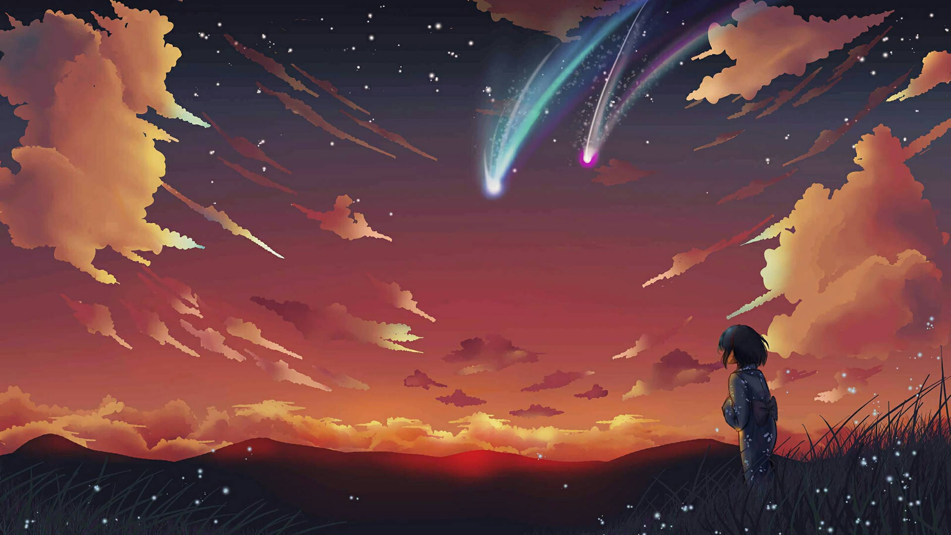 动漫风景流星 壁纸