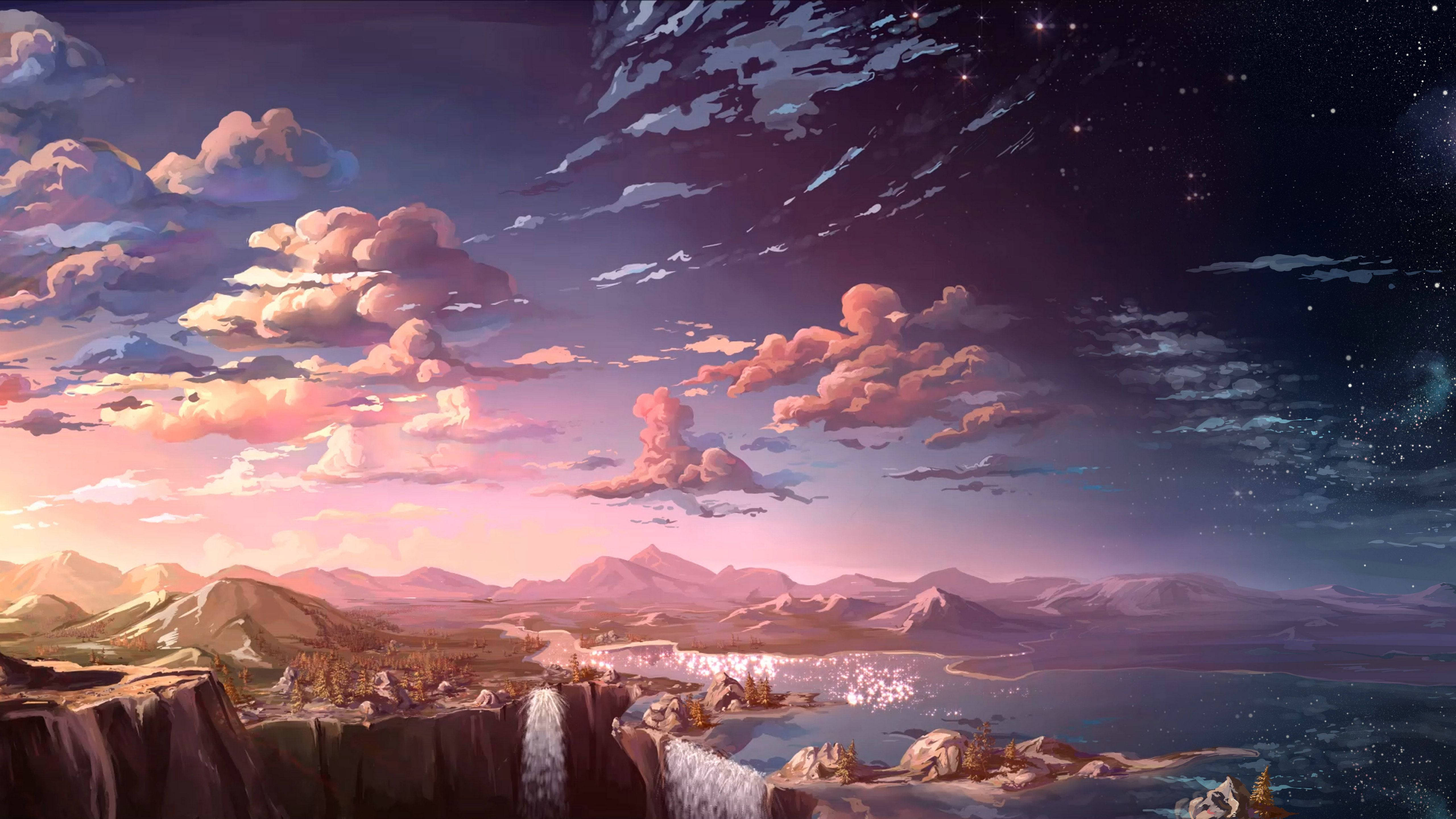 动漫风景黄昏天空 壁纸