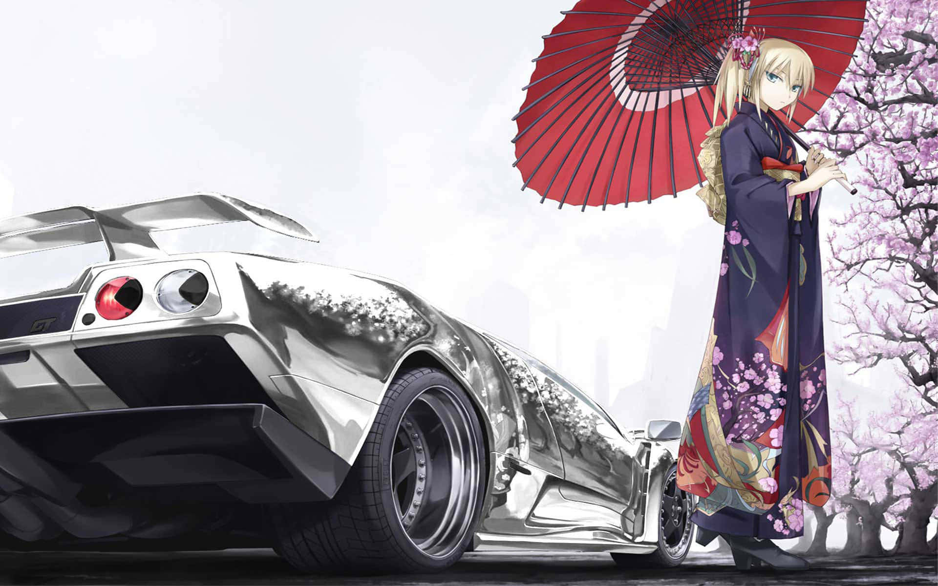 动漫风格经典汽车插画 壁纸