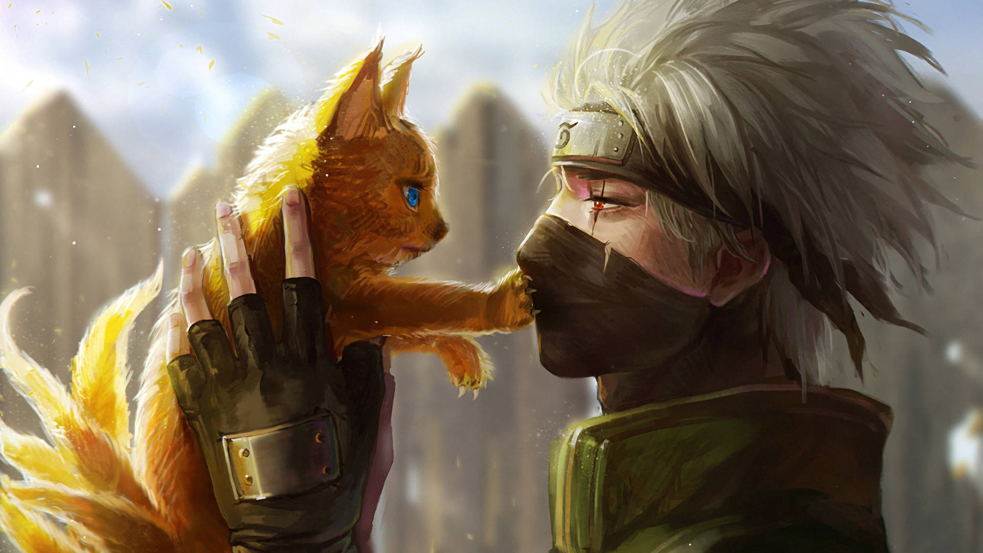 卡卡西4K抱九尾猫 — 猫 壁纸