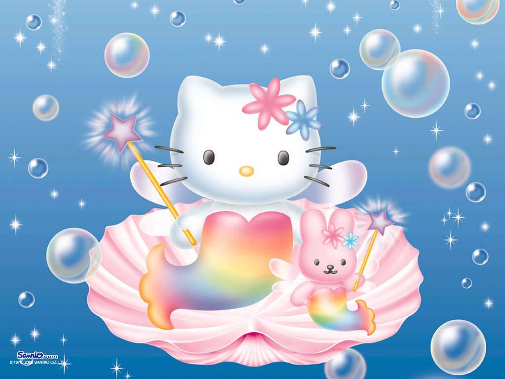 卡通塞壬兔与Hello Kitty头像 壁纸