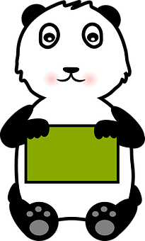 卡通熊猫举着牌子 壁纸