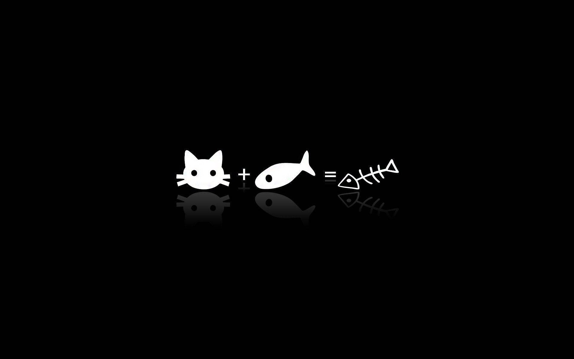 卡通猫与鱼 壁纸