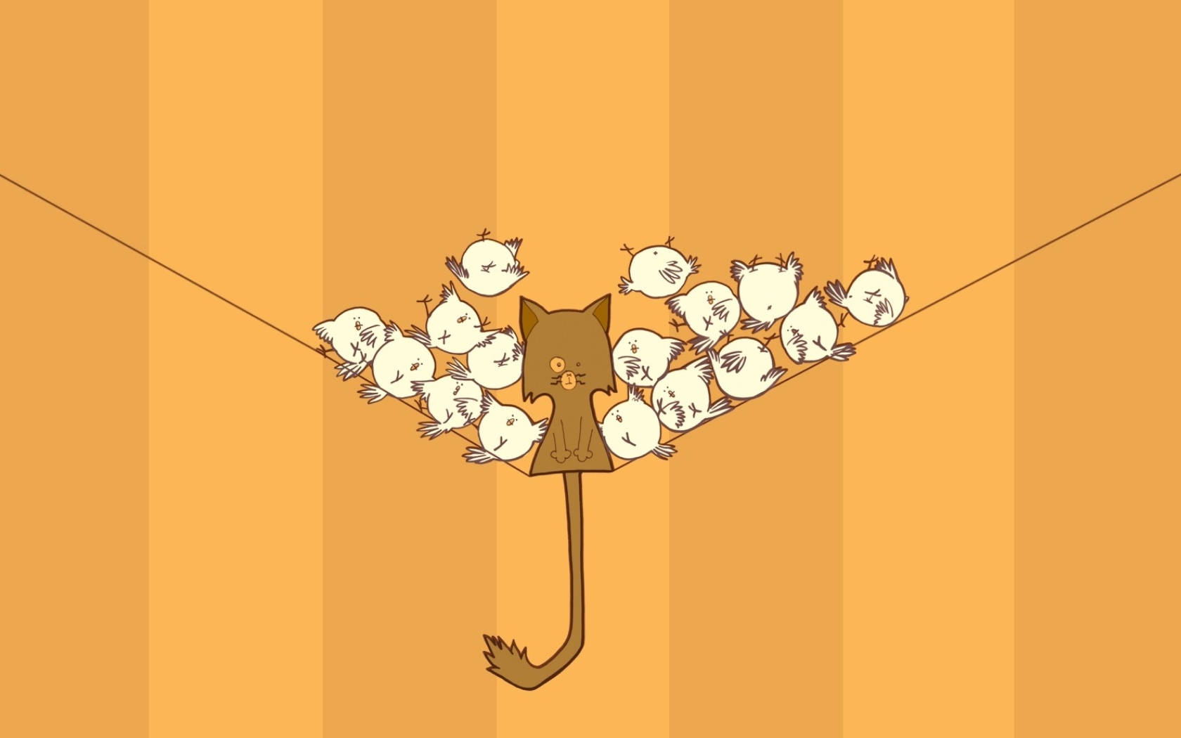 卡通猫与鸡群 壁纸
