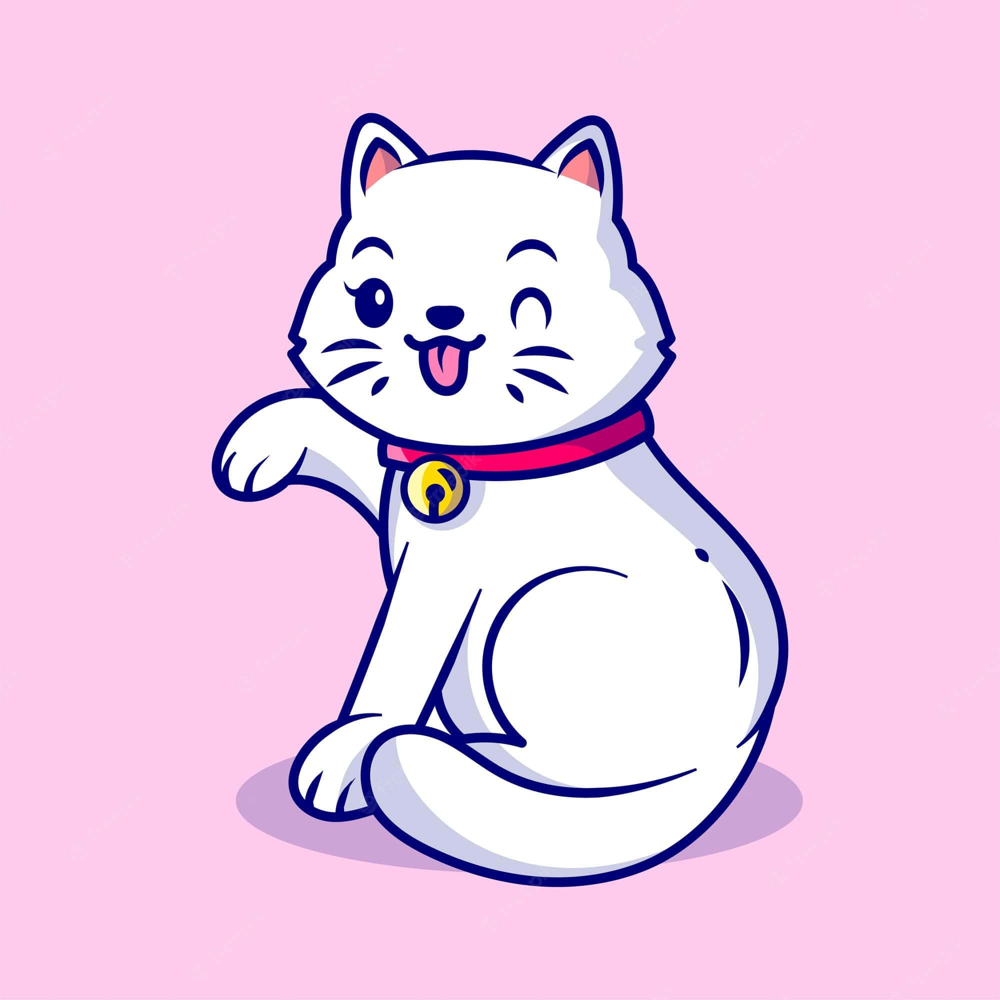 卡通猫既可爱又酷，这只萌趣卡通猫就是最好的证明！ 壁纸