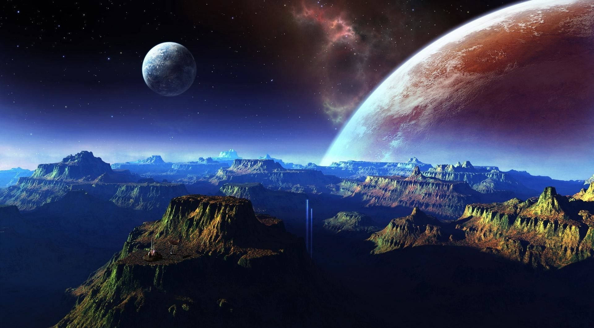 双月奇观 1920x1080 HD 太空 壁纸