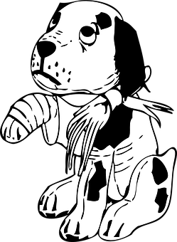 受伤小狗插画 壁纸