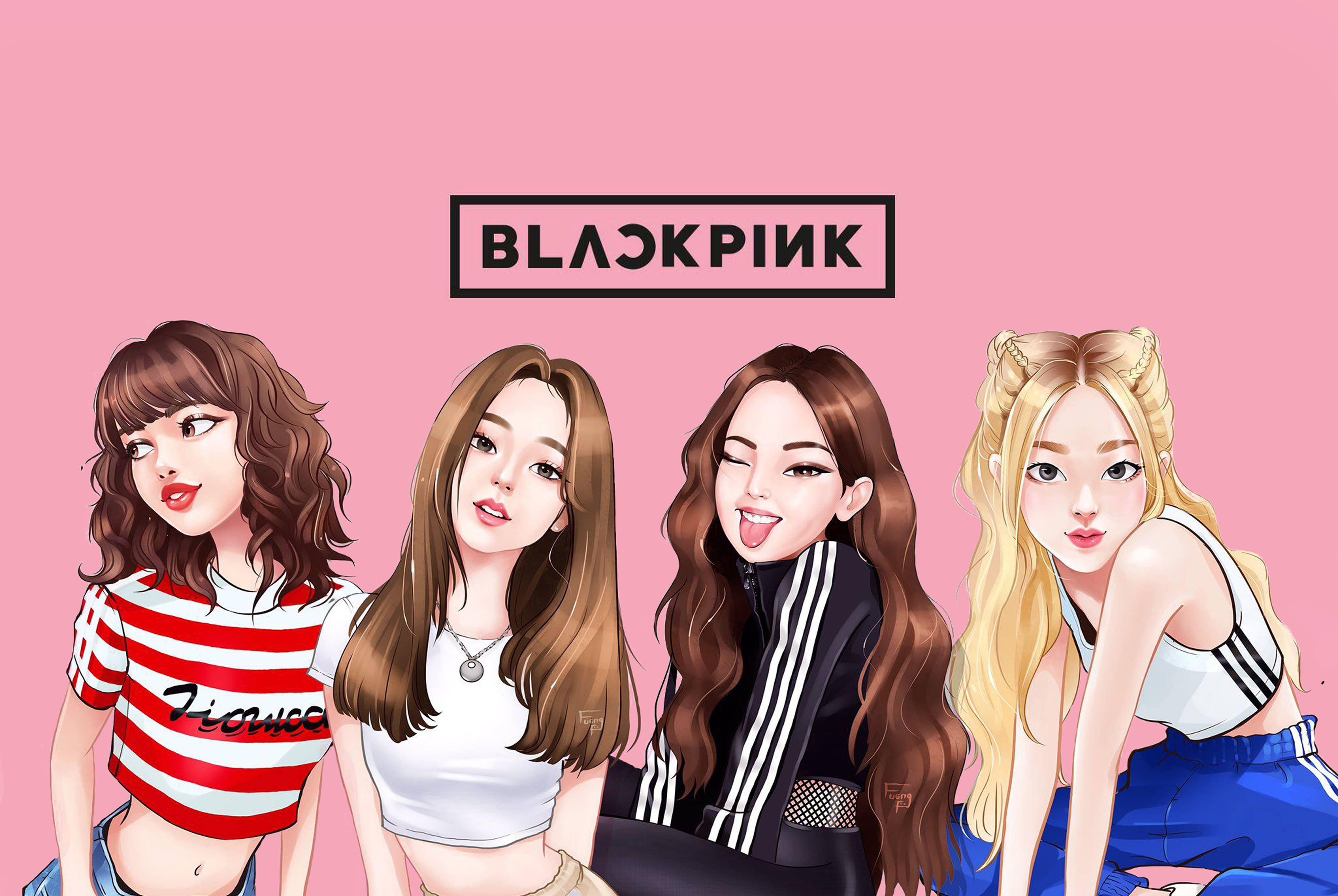 可爱BLACKPINK卡通艺术 壁纸
