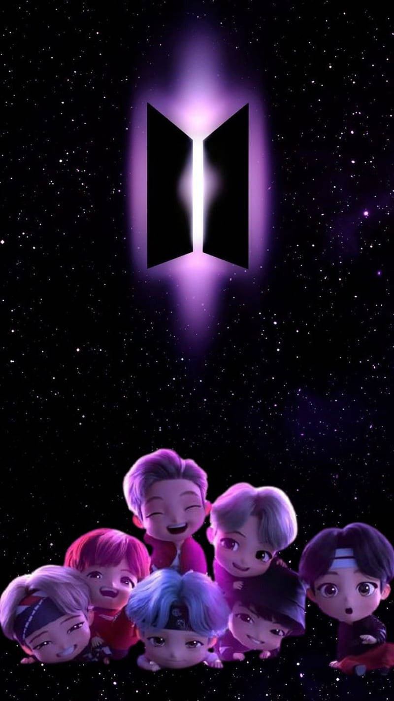 可爱BTS TinyTan太空主题插画