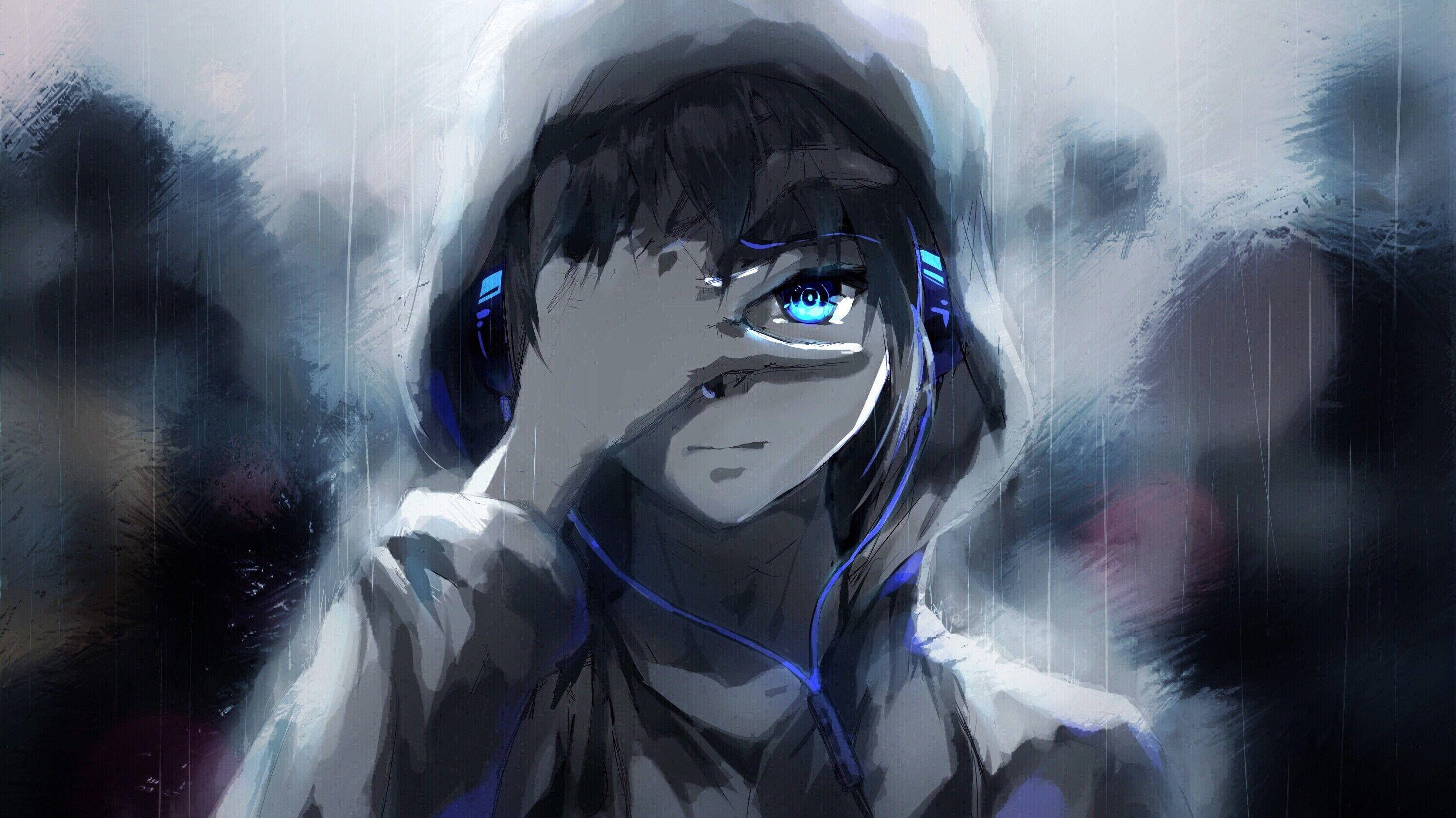 可爱动漫头像雨中艺术 壁纸