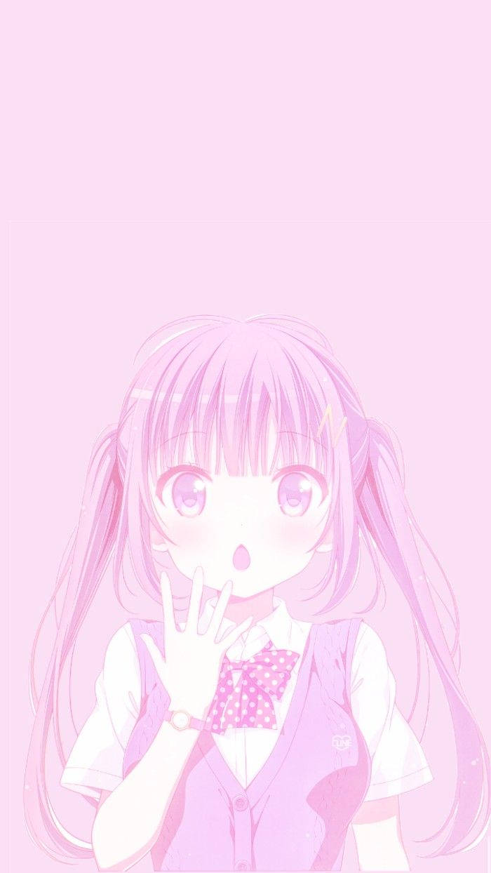 可爱动漫女学生粉色风格 壁纸