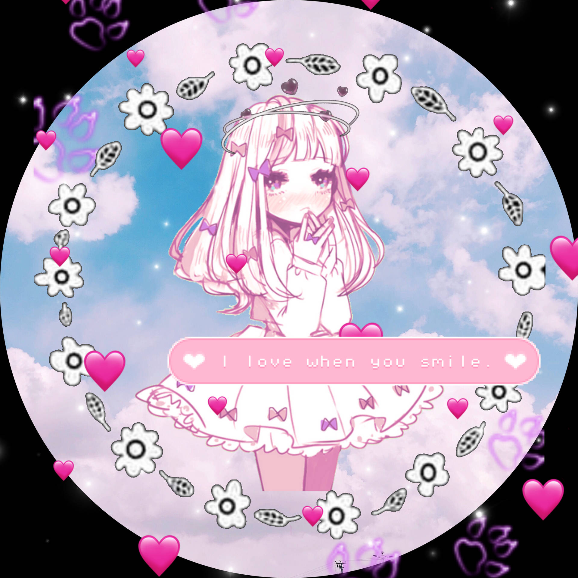 可爱动漫女孩花卉头像