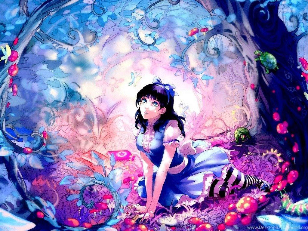 可爱动漫版爱丽丝梦游仙境 壁纸