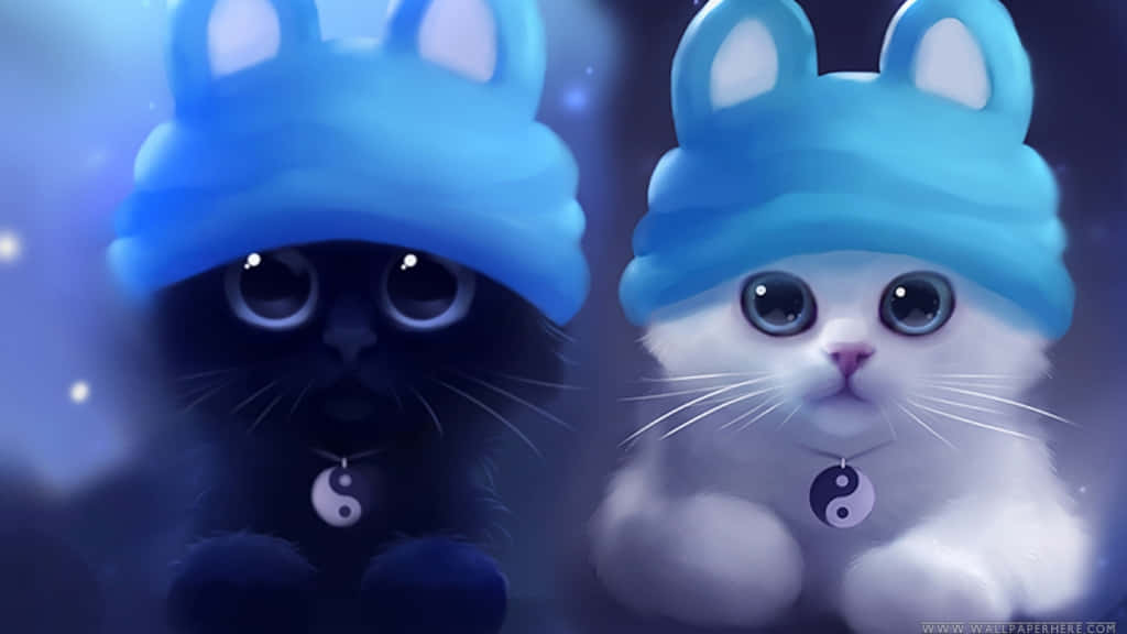 可爱动漫猫兔耳帽 壁纸