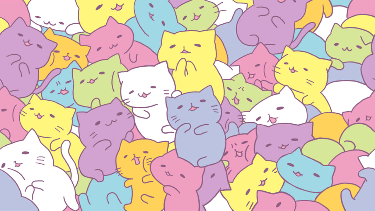 可爱卡哇伊猫咪堆 壁纸