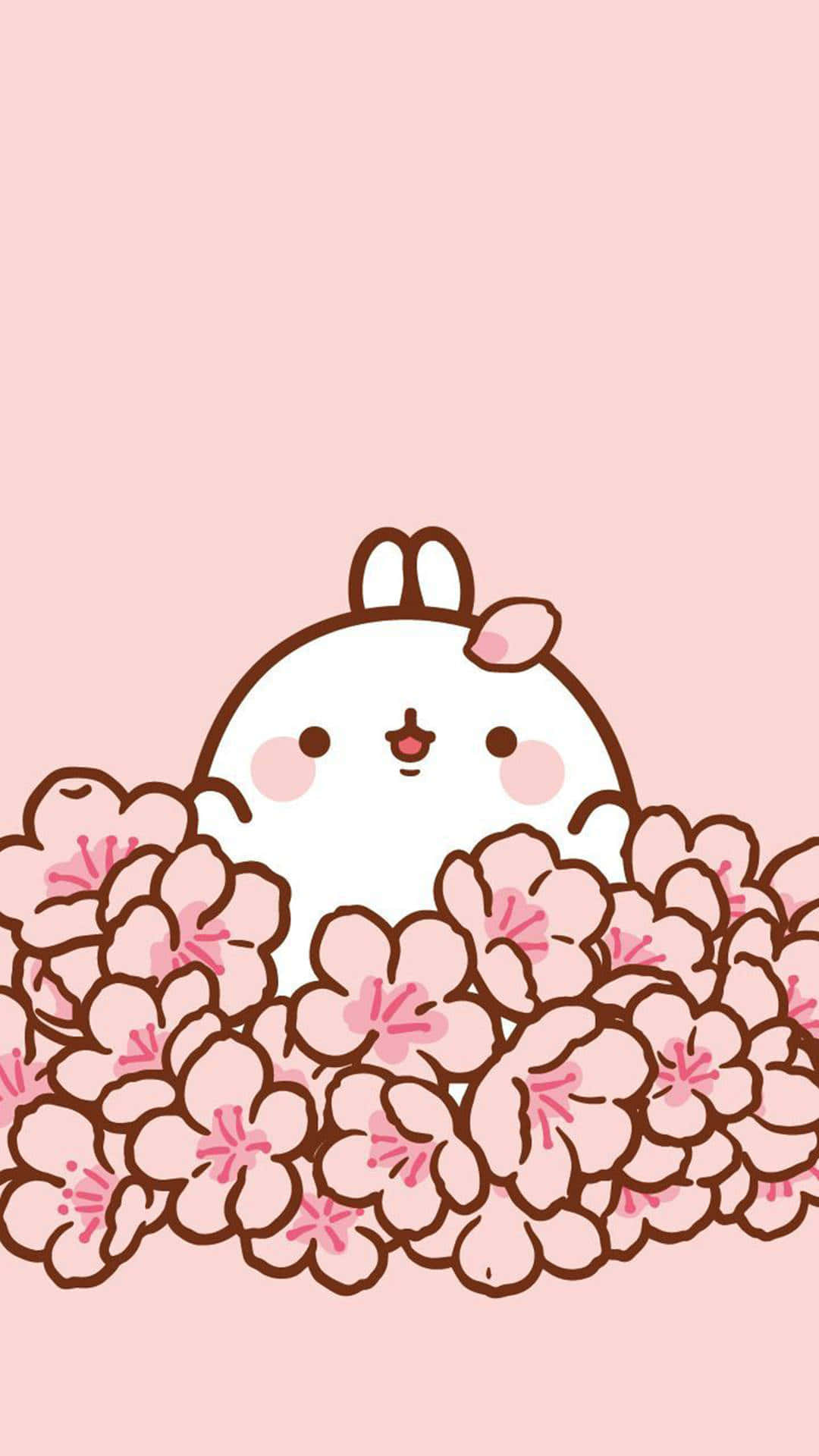 可爱卡哇伊莫兰与鲜花 壁纸