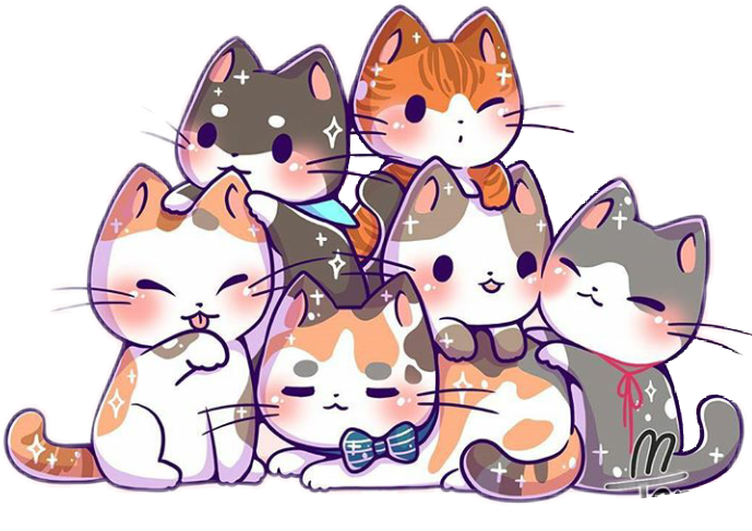 可爱卡通猫咪堆叠 壁纸