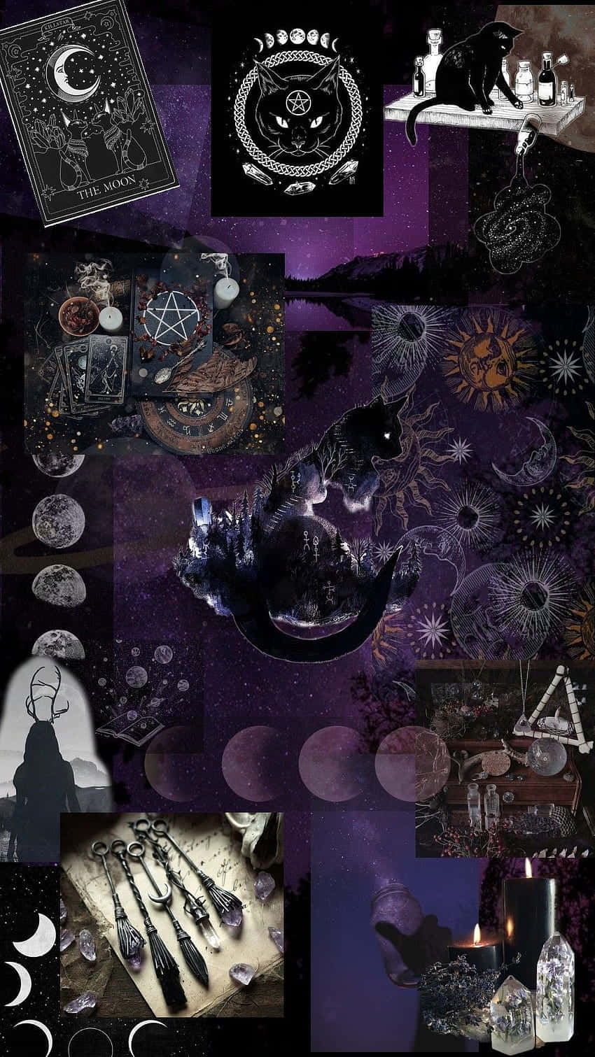 可爱女巫主题小物件拼贴画 壁纸