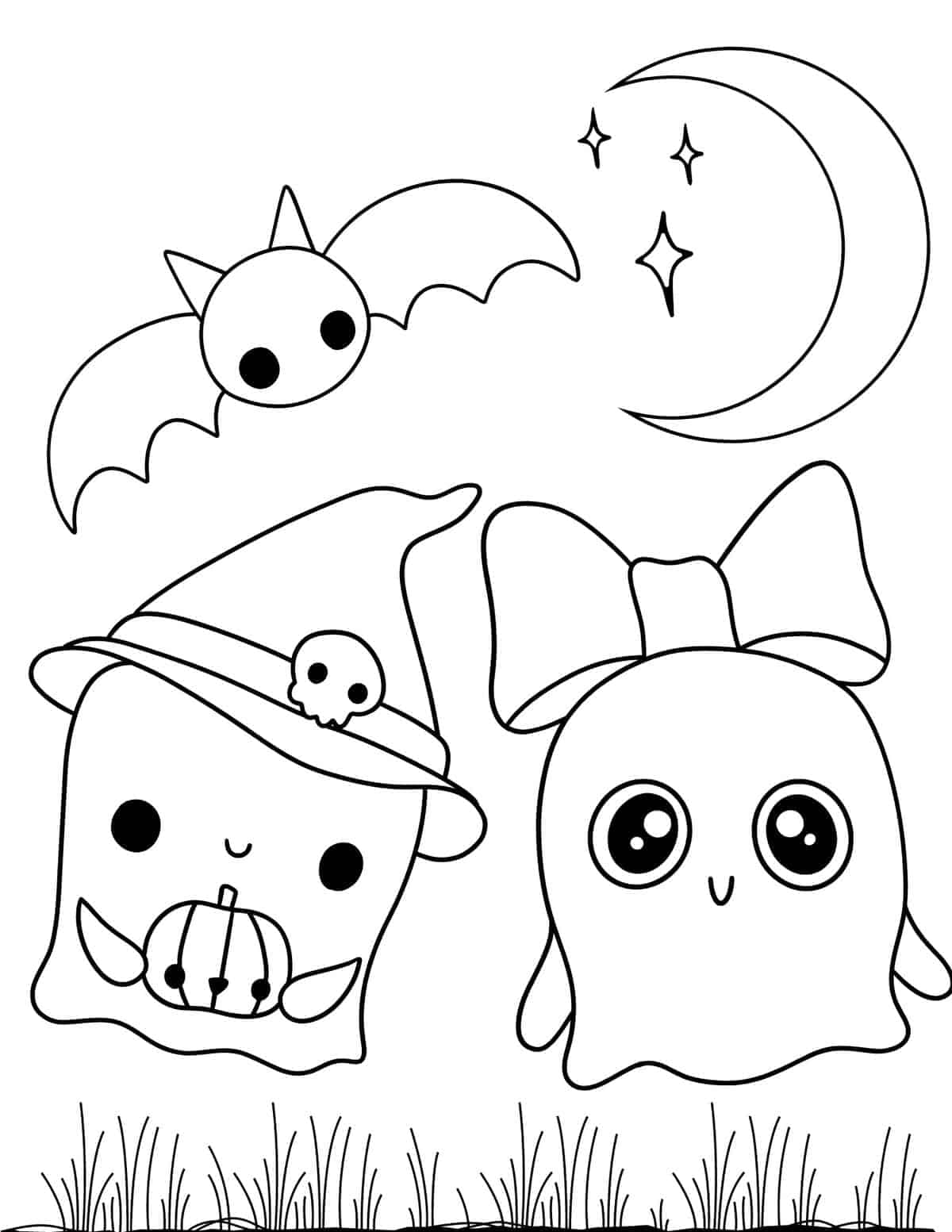 可爱幽灵万圣节涂色画 壁纸